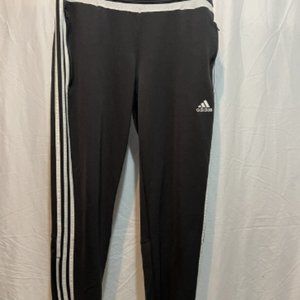 Adidas ClimaCool Athletic Track Pants Women's Large Black 3 Stripes Ankle Zip